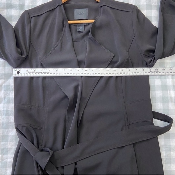 Maison Cinqcent500 black dress true wrap luxury long sleeve waist tie belt Small - Picture 14 of 16